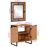 2 Piece Bathroom Furniture Set Iron and Solid Wood Acacia 3217119