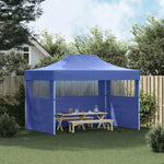 Professional Folding Party Tent with 3 Sidewalls 3x4 m Steel Blue 48890
