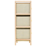 246439 Storage Rack with 6 Fabric Baskets Cedar Wood Beige