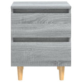 Bed Cabinet with Solid Wood Legs Grey Sonoma 40x35x50 cm 813124