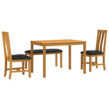 Dining Set 4 pcs Black Solid Oak Wood 3430301