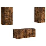 TV Cabinet Set Wall-mounted 6 pcs Smoked Oak Engineered Wood 3409065