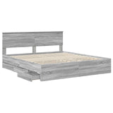 Bed Frame with Drawer Grey Sonoma 180 x 200 cm Engineer Wood 3407961