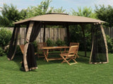 Gazebo with Double Roof and Mesh Walls Taupe 2.93x2.93 m Steel 368450