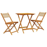 ZNTS 3 Piece Bistro Set Beige Polypropylene and Solid Wood 3281759