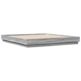 Bed Frame with LED without Mattress Grey Sonoma 200x200 cm 3209770