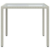 Garden Table 90x90x75 cm Tempered Glass and Poly Rattan White 316702