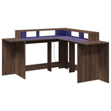 Desk with LED Lights Brown Oak 152x152x91 cm Engineered Wood 3309462