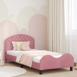 Children's Bed Frame with Headboard Pink 90 x 200 cm Velvet 42011130