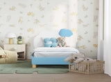 Toddler Bed Frame with Headboard Blue 70 x 140 cm PU 42011015
