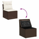 2 Piece Garden Sofa Set with Cushions Brown Poly Rattan Acacia 3325249