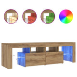 TV Cabinet with LED Lights Artisan Oak 140x36.5x40 cm Engineered Wood 856304