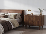 Medieval modern style groove decorative cabinet, walnut storage box, with two drawers for large W6296P540571