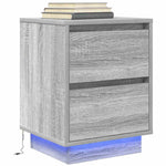 ZNTS Bedside Cabinet with LED Lights Grey Sonoma 38x34x50 cm 861293