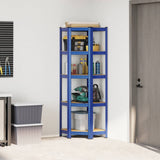 5-Layer Corner Shelf Blue Steel&Engineered Wood 4016945