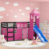 Kids' Loft Bed with Tower without Mattress Pink 80x200 cm 3207071