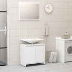 ZNTS 3 Piece Bathroom Furniture Set High Gloss White Engineered Wood 3056931