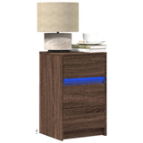 ZNTS Bedside Cabinet with LED Lights Brown Oak Engineered Wood 852018