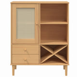 Highboard SENJA Rattan Look Brown 90x40x112cm Solid Wood Pine 358052