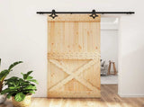 Sliding Door Natural and Black 100 x 210 cm Solid Pine Wood 3445078