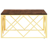 Coffee Table Gold Stainless Steel and Solid Wood Reclaimed 349974