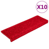 Stair Mats 10 pcs 65x21x4 cm Red Rectangular Edge 149829