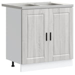 Sink Base Cabinet with Door Porto 2 pcs Grey 80 x 46 x 84.5 cm 3315027
