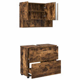 Bathroom Furniture Set with Drawer with Shelf 2 pcs Smoked Oak 3393018