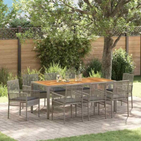 Garden Dining Set 9 pcs Grey Poly rattan 3334914