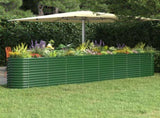 Garden Raised Bed Powder-coated Steel 332x40x68 cm Green 318908