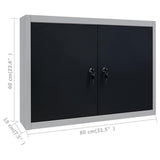 145365 Wall Mounted Tool Cabinet Industrial Style Metal Grey and Black