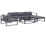 6 PCs Outdoor Indoor Sectional Sofa Set Thick Padded Cushions Aluminium Frame 5 Seaters 1 Coffee T3398P322133