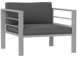 Garden Sofa, All-Weather Garden Single Sofa with Removable Cushions, Metal Frame Outdoor Furniture T3398P317553