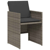 3 Piece Bistro Set with Cushions Grey Poly Rattan 365067