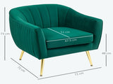 Velvet-Feel Shell Back Accent Chair - Green T3398P328128
