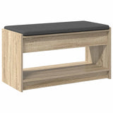 Hall Bench with Cushion with Shelf Sonoma Oak 83 x 38 x 45 cm 891578