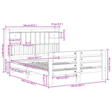 Bookcase Bed without Mattress White 140x190 cm Solid Wood Pine 3309990