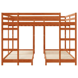 Triple Bunk Bed Frame Wax Brown 200 x 200 cm Solid Pine Wood 3414560