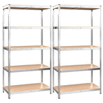 5-Layer Shelves 2 pcs Silver Steel&Engineered Wood 3154209