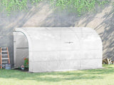 Outdoor Walk-In Greenhouse, Plant Nursery with Zippered Doors, PE Cover and 3-Tier Shelves, White, T3398P318754