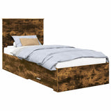 Bed Frame with Headboard Smoked Oak 90 x 190 cm Engineered Wood 3411363