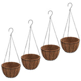 Hanging Planters 4 pcs with Coco Liners Black 35x52 cm Steel 319358