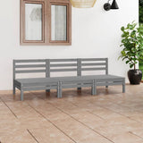 3 Piece Garden Lounge Set Grey Solid Pinewood 3082444