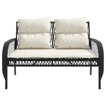 ZNTS 4 Piece Garden Sofa Set with Cushions Black Poly Rattan 368726