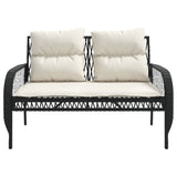 4 Piece Garden Sofa Set with Cushions Black Poly Rattan 368726