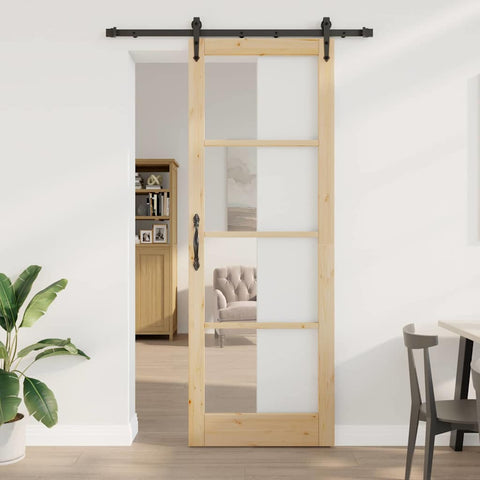 Sliding Door Manual ORKDAL Brown 83 x 232 cm Wood and metal 3332449