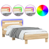 Bed Frame without Mattress with LED Lights Sonoma Oak 75x190 cm Small Single 838752