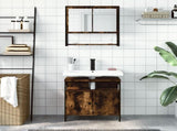 2 Piece Bathroom Furniture Set Smoked Oak Engineered Wood 3214657