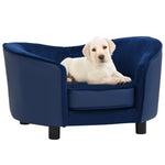 ZNTS Dog Sofa Blue 69x49x40 cm Plush and Faux Leather 171034