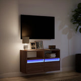 TV Wall Cabinet with LED Lights Brown Oak 80x31x45 cm 852333